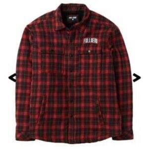 NWT Full Send Red/Black Plaid Flannel Full Button Sherpa Lined Jacket - Size M